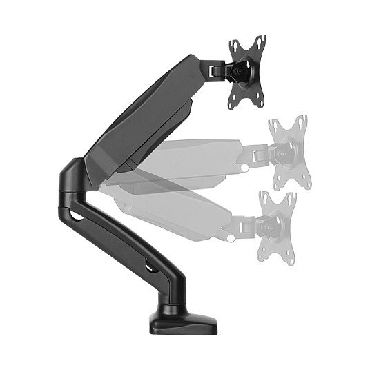 ICY BOX IB-MS303-T Soporte Monitor Brazo de Mesa VESA 100x100, Ajustable para Pantallas de hasta 32" (81 cm) con Capacidad de 6.5 kg, Color Negro