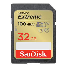 Sandisk Extreme Tarjeta de Memoria SDHC UHS-I 32GB, Clase 10, V30, U3, Hasta 100MB/s Lectura, para Foto y Video 4K UHD