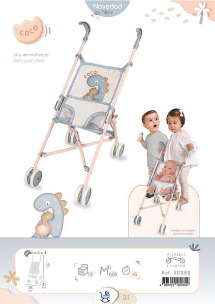 Decuevas Silla de Muñeca Plegable Coco para Muñecas de hasta 48 cm 28x42x56 cm