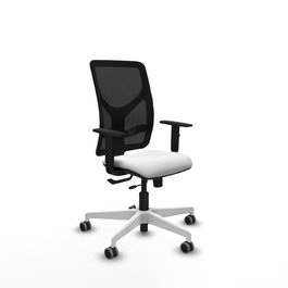 PIQUERAS Y CRESPO Silla de oficina Motilla con mecanismo Sincro/Traslack, Blanco y Negro