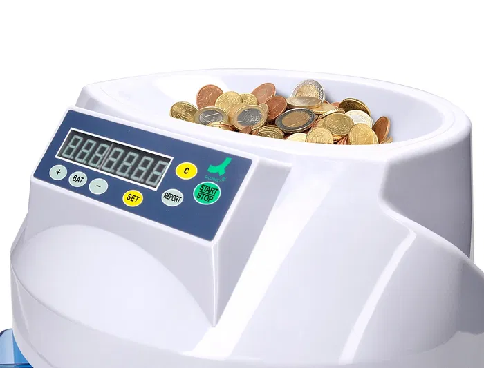 Q-connect Contador y Clasificador de Monedas 216 Monedas/Minuto, Capacidad 300-500 Monedas, Conteo Libre y por Lote