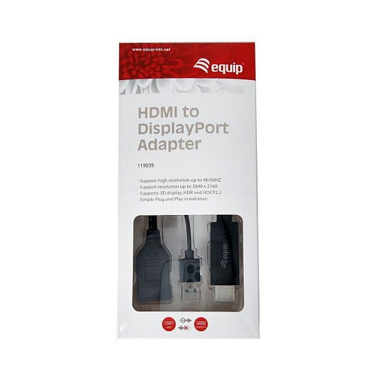 Equip Adaptador HDMI Macho a DisplayPort Macho 4K/60Hz 0.15m Equip Adaptador HDMI Macho a DisplayPort Macho 4K/60Hz 0.15m