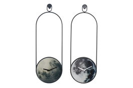 DKD Home Decor Reloj de Pared Moderno Gris Hierro Cristal 4.5 x 60 x 20 cm (2 Unidades)