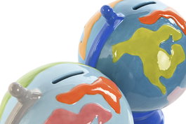 DKD Home Decor Hucha 2 Unidades Azul Celeste Dolomita 13.5 x 19 x 14.5 cm