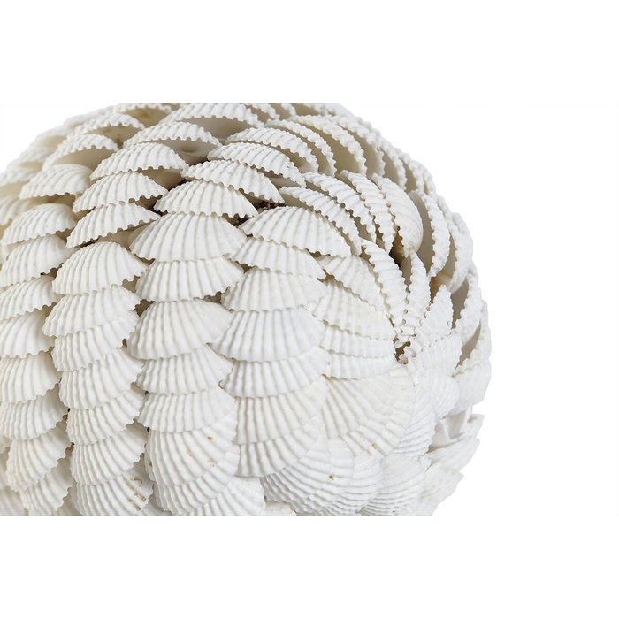 DKD Home Decor Bola de Decoración con Conchas Blanco 9x9x9 cm