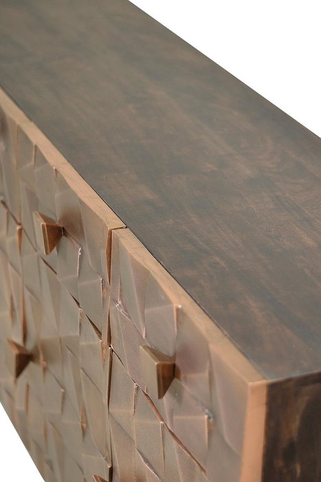 Giner y Colomer Aparador Madera Mango Bronce Marrón Oscuro 4 Puertas 4 Cajones Giner y Colomer Aparador Madera Mango Bronce Marrón Oscuro 4 Puertas 4 Cajones