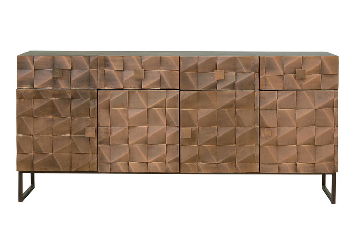 Giner y Colomer Aparador Madera Mango Bronce Marrón Oscuro 4 Puertas 4 Cajones Giner y Colomer Aparador Madera Mango Bronce Marrón Oscuro 4 Puertas 4 Cajones