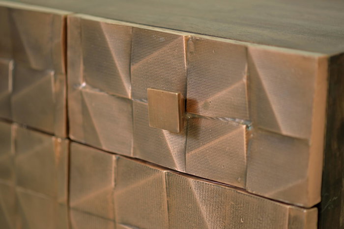 Giner y Colomer Aparador Madera Mango Bronce Marrón Oscuro 4 Puertas 4 Cajones Giner y Colomer Aparador Madera Mango Bronce Marrón Oscuro 4 Puertas 4 Cajones