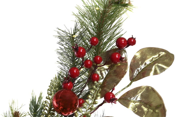 DKD Home Decor Guirnalda Navidad Tradicional Verde Rojo 20x150x20 cm 2 Unidades LED PVC 40 LEDs