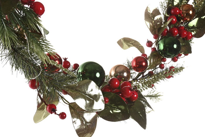 DKD Home Decor Guirnalda Navidad Tradicional Verde Rojo 20x150x20 cm 2 Unidades LED PVC 40 LEDs