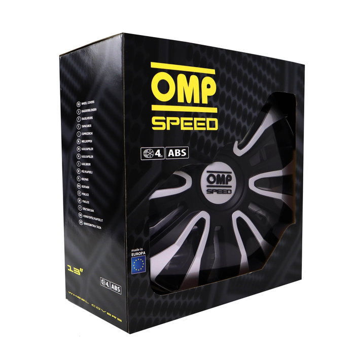 Omp Tapacubos Magnum OMPS07011312 Juego de 4 para Llantas de 13 Pulgadas en Negro y Plata