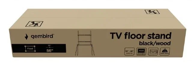GEMBIRD Soporte para TV TVS-86F-01-BK de 55 a 86 pulgadas, Negro y Madera