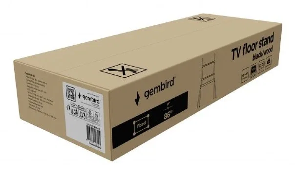 GEMBIRD Soporte para TV TVS-86F-01-BK de 55 a 86 pulgadas, Negro y Madera