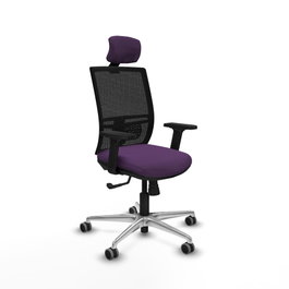 PIQUERAS Y CRESPO Silla de oficina Yunquera con mecanismo Sincro, Morada y Negra