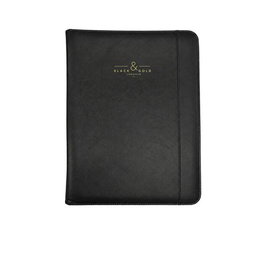 DOHE Carpeta Portafolios Black&Gold en Polipiel Negra con Bloc de Notas