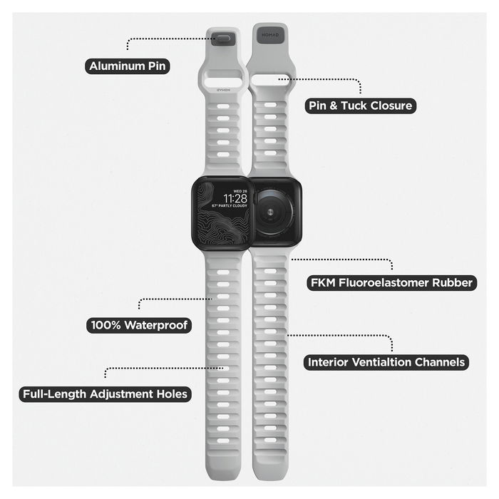 Nomad Sport Band 42/44/45/49mm Lunar Gray - Pulsera Deportiva para Apple Watch Nomad Sport Band 42/44/45/49mm Lunar Gray - Pulsera Deportiva para Apple Watch