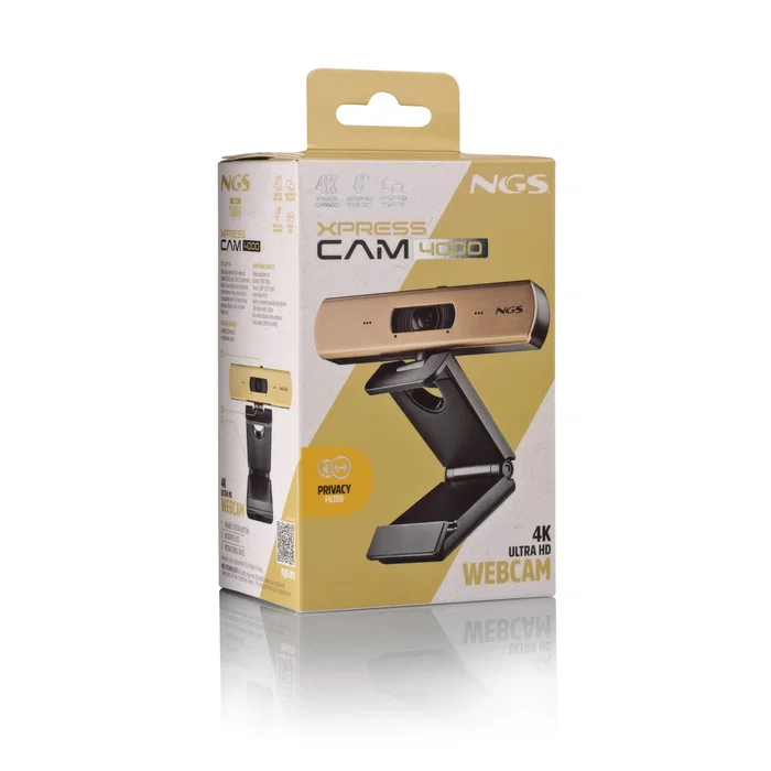 NGS XpressCam 4000 Webcam 4K Ultra HD 12 MP Negro, Oro