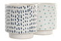 DKD Home Decor Set de 3 (8 Unidades) Macetero Blanco Azul Marino Cerámica con Pinceladas 14 x 14 x 14 cm