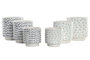DKD Home Decor Set de 3 (8 Unidades) Macetero Blanco Azul Marino Cerámica con Pinceladas 14 x 14 x 14 cm