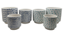 DKD Home Decor Set de 3 (8 Unidades) Macetero Blanco Azul Marino Cerámica con Pinceladas 14 x 14 x 14 cm