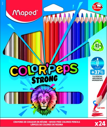 Maped Color'Peps Strong Estuche de 24 Lápices de Colores Surtidos de Resina Triangular