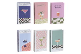 DKD Home Decor Caja Libro Cartón Cocktails Surtida (Pack de 6)