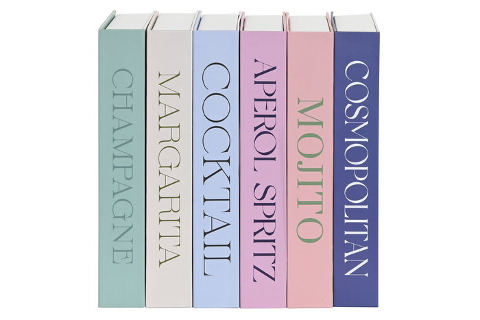 DKD Home Decor Caja Libro Cartón Cocktails Surtida (Pack de 6)