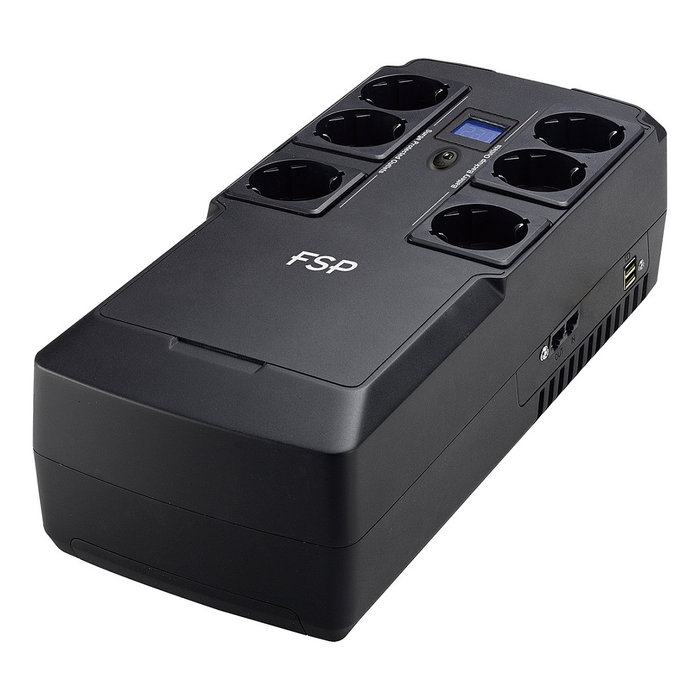 FSP NanoFit 800 - SAI/UPS 800VA 480W Offline, 6 Tomas Schuko, Pantalla LCD, Protección RJ45 y USB, Negro FSP NanoFit 800 - SAI/UPS 800VA 480W Offline, 6 Tomas Schuko, Pantalla LCD, Protección RJ45 y USB, Negro