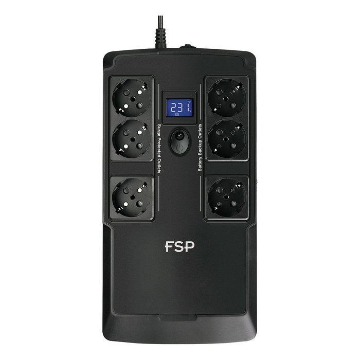 FSP NanoFit 800 - SAI/UPS 800VA 480W Offline, 6 Tomas Schuko, Pantalla LCD, Protección RJ45 y USB, Negro FSP NanoFit 800 - SAI/UPS 800VA 480W Offline, 6 Tomas Schuko, Pantalla LCD, Protección RJ45 y USB, Negro