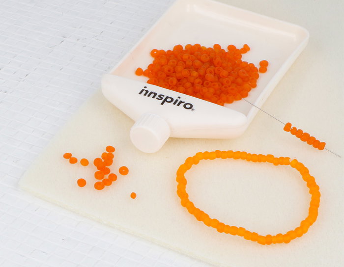 Innspiro Rocalla de Vidrio Redonda Glaseado Naranja 3,8mm 500g
