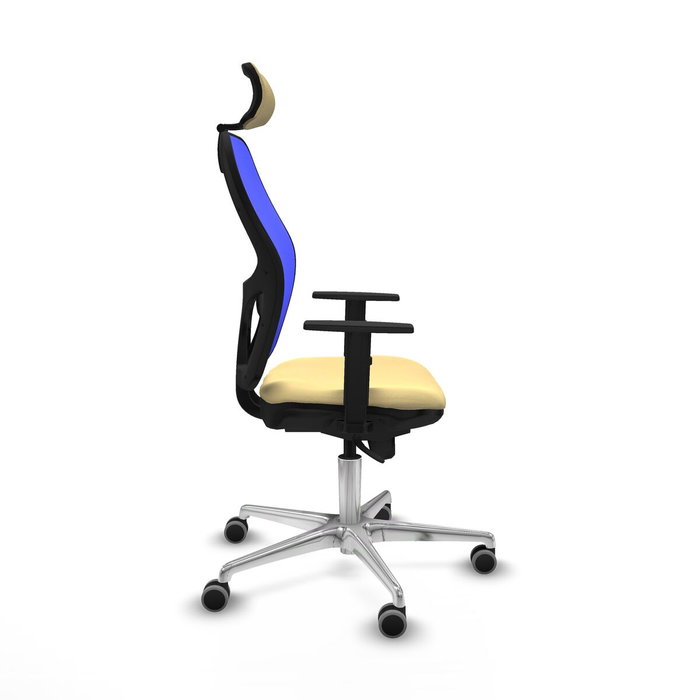 PIQUERAS Y CRESPO Silla de oficina Jorquera con mecanismo Sincro, Similpiel Crema y Malla Azul