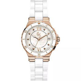 GC Y42001L1 Reloj Analógico de Mujer con Correa de Cerámica Blanca