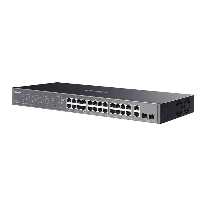 TP-Link ES228GP Switch Gestionado L2 Gigabit con 24 Puertos PoE+ y 2 SFP, 56 Gbit/s, Rack - Omada