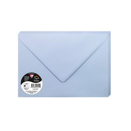 Sobre Clairefontaine Pollen 162X229 120G Azul Lavanda Paquete De 20 Sobre Clairefontaine Pollen 162X229 120G Azul Lavanda Paquete De 20