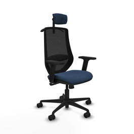 PIQUERAS Y CRESPO Silla de oficina Mardos con mecanismo Sincro, Azul marino y Negro