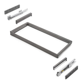 Emuca Bastidor con guías de cierre suave y extracción total para accesorios de armario Quartz, 862-888mm, Aluminio y Plástico, Titanio