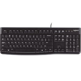 Logitech K120 - Teclado USB de Perfil Bajo, Distribución AZERTY en Francés, Negro, Teclado numérico, Resistente a Salpicaduras