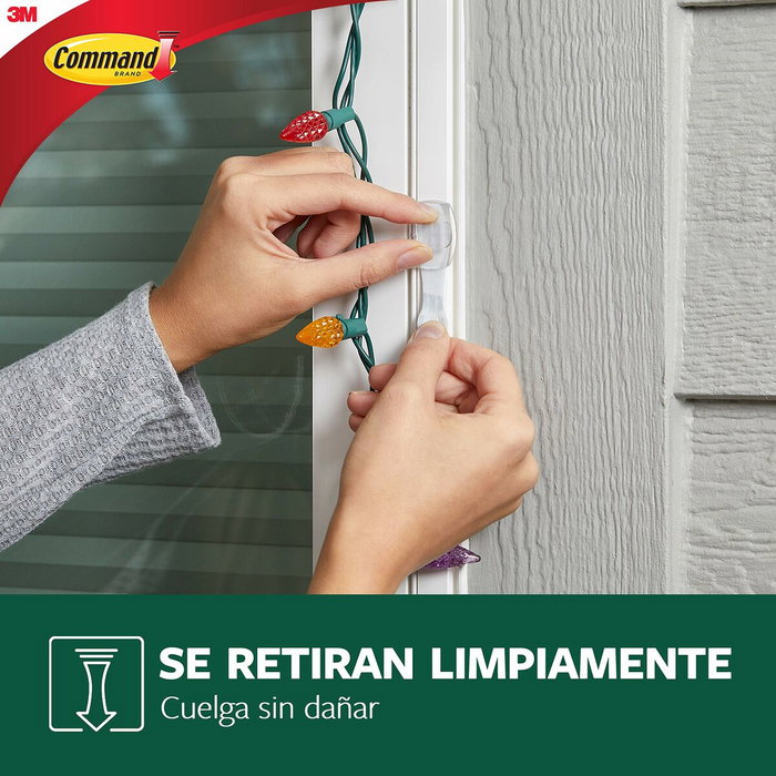 3M Command mini gancho para luces exterior transparente (8 uds + 10 tiras) 3M Command mini gancho para luces exterior transparente (8 uds + 10 tiras)