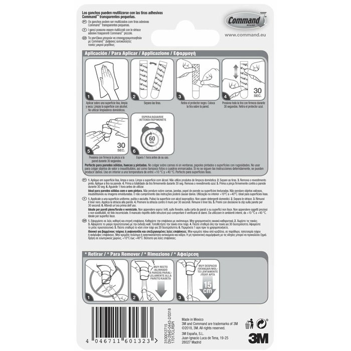 3M Command mini gancho para luces exterior transparente (8 uds + 10 tiras) 3M Command mini gancho para luces exterior transparente (8 uds + 10 tiras)