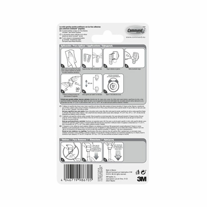 3M Command mini gancho para luces exterior transparente (8 uds + 10 tiras) 3M Command mini gancho para luces exterior transparente (8 uds + 10 tiras)