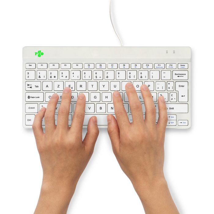 R-Go Tools Teclado Ergonómico R-Go Compact Break, AZERTY (BE), Cableado, Blanco, Software de Descanso Integrado