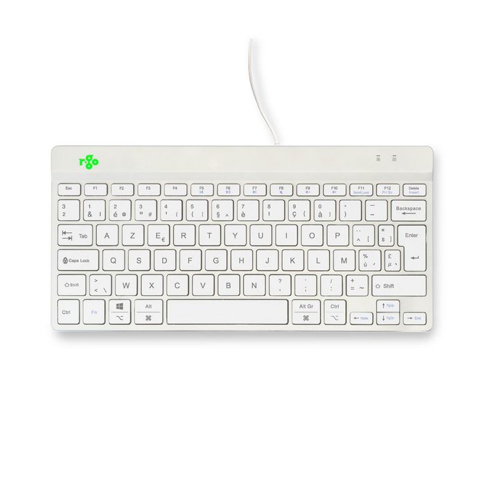 R-Go Tools Teclado Ergonómico R-Go Compact Break, AZERTY (BE), Cableado, Blanco, Software de Descanso Integrado