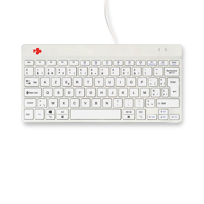 R-Go Tools Teclado Ergonómico R-Go Compact Break, AZERTY (BE), Cableado, Blanco, Software de Descanso Integrado