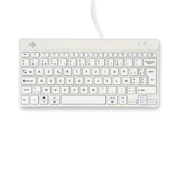 R-Go Tools Teclado Ergonómico R-Go Compact Break, AZERTY (BE), Cableado, Blanco, Software de Descanso Integrado