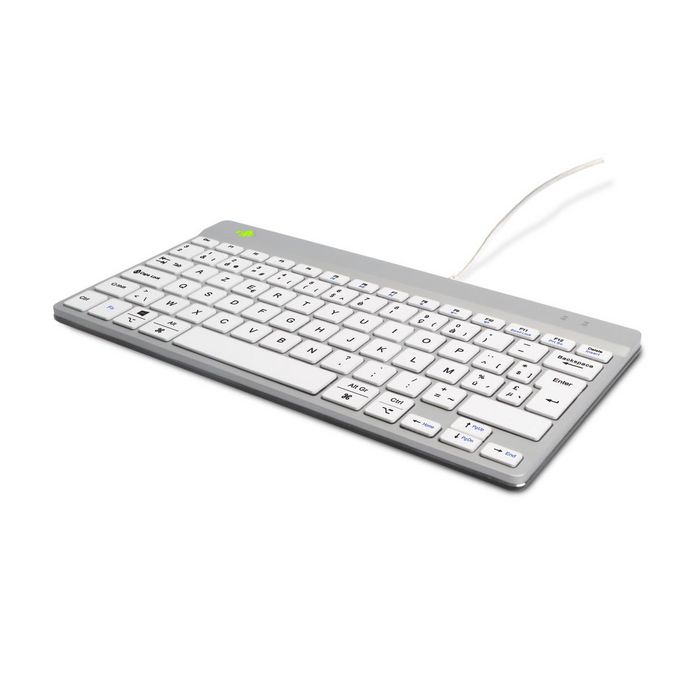 R-Go Tools Teclado Ergonómico R-Go Compact Break, AZERTY (BE), Cableado, Blanco, Software de Descanso Integrado