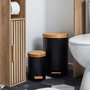 Je cherche une Idee Juego de 2 Cubos de Basura o Papelera con Pedal y Cubo Extraíble, 12 L y 3 L, Metal y Bambú, Negro