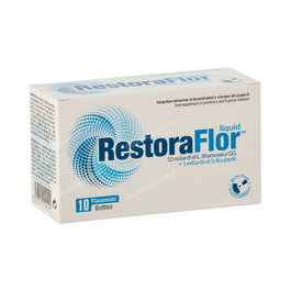 UGA NUTRACEUTICALS Restoraflor Complemento Alimenticio Líquido, 10 Viales, Probióticos (Lactobacillus & Saccharomyces), Vitaminas B1, B2, B6, B12, Sabor Bayas Rojas