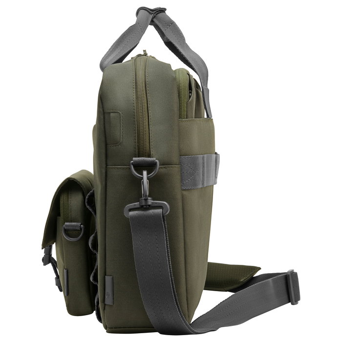 HP Bolsa Modular Bandolera para Portátil 15.6 Pulgadas (39.6 cm), Poliéster, Resistente al Agua, Gris/Verde, Hasta 1.14 kg