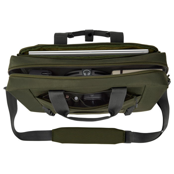 HP Bolsa Modular Bandolera para Portátil 15.6 Pulgadas (39.6 cm), Poliéster, Resistente al Agua, Gris/Verde, Hasta 1.14 kg