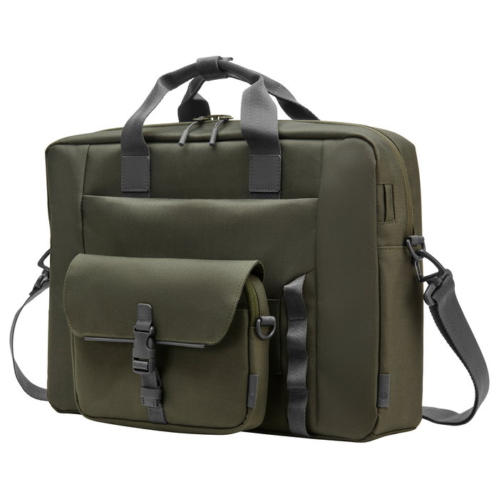HP Bolsa Modular Bandolera para Portátil 15.6 Pulgadas (39.6 cm), Poliéster, Resistente al Agua, Gris/Verde, Hasta 1.14 kg